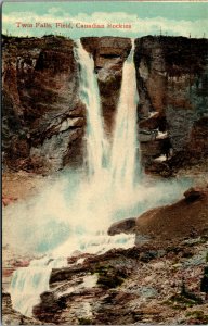 Vtg 1910s Twin Falls Field Canadian Rockies British Columbia Canada Postcard