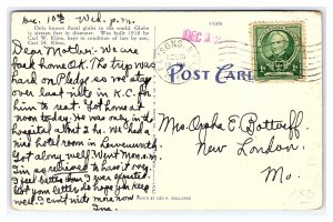 Floral Globe Veterans Facilities Wadsworth Kansas c1941 Postcard