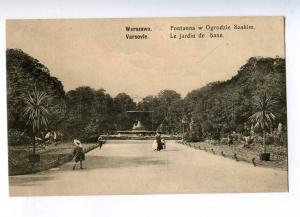 192401 POLAND WARSZAWA Saskim garden fountain Vintage postcard