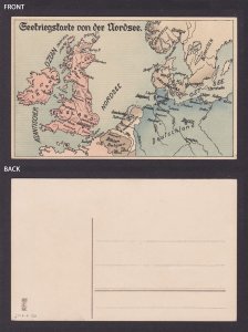 GERMANY, Postcard, Naval War Map of the North Sea, WWI, Unposted