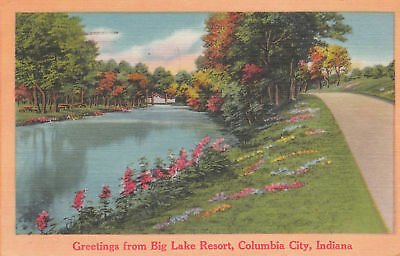 G2631 IN, Columbia City Big Lake Resort Postcard