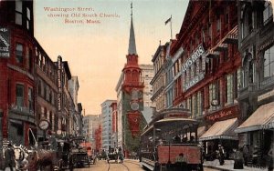 Washington Street in Boston, Massachusetts showing Old South Church.