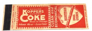 Koppers Coke at Hartman Drug Stores 20 Strike Matchbook Cover