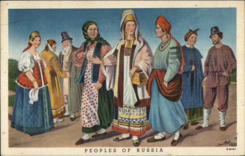 New York City RUSSIAN BEAR Restaurant Russia Costumes LINEN Postcard