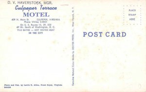 Culpeper Virginia Culpeper Terrace Motel Roadside America Postcard JI658247