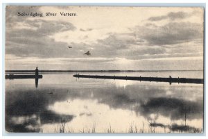 1909 Sunset Over Vättern Largest Lake in Sweden Antique Posted Postcard