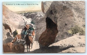 BULLFROG, NV Nevada~ STAGE COACH HOLD UP in Rocks c1907 Handcolored Postcard