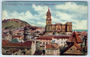 Panoramic View showing Cathedral MALAGA Spain Postcard