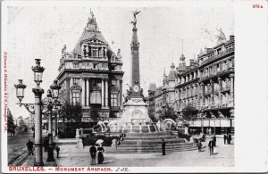 Belgium Bruxelles Brussels Monument Anspach Vintage Postcard C205