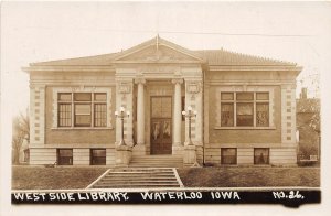 F99/ Waterloo Iowa RPPC Postcard c1910 West Side Library Building