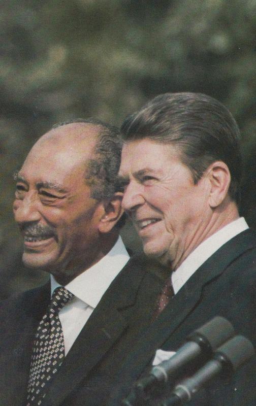 President Reagan with Anwar Sadat Postcard