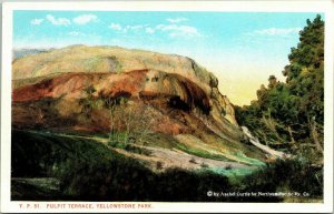 Pulpit Terrace Yellowstone Park Mammoth Hot Springs WB Postcard VTG UNP Unused 