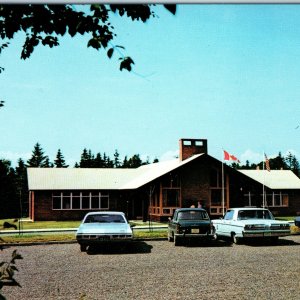 c1960s Campobello Island NB Roosevelt Park Postcard Reception Centre Vintage Car