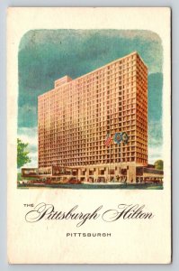 Vintage 1963 Pittsburgh Hilton Hotel Postcard Pennsylvania Architecture