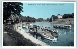 River Dee & Queen's Park Suspension Bridge CHESTER UK Postcard