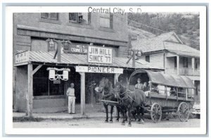 Central City South Dakota SD Postcard Jim Hill's Covered Wagon Black Hills c1940