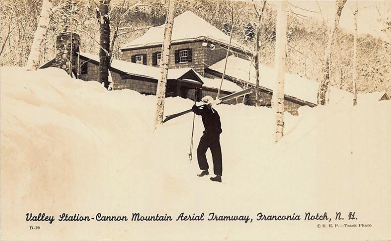 Franconia Notch NH Ski Area Cannon Mtn. Aerial Tramway Valley Station Postcard
