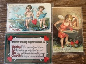 Lot of Antique Postcards Early 1900s Vintage Embossed Children Valentine’s Day