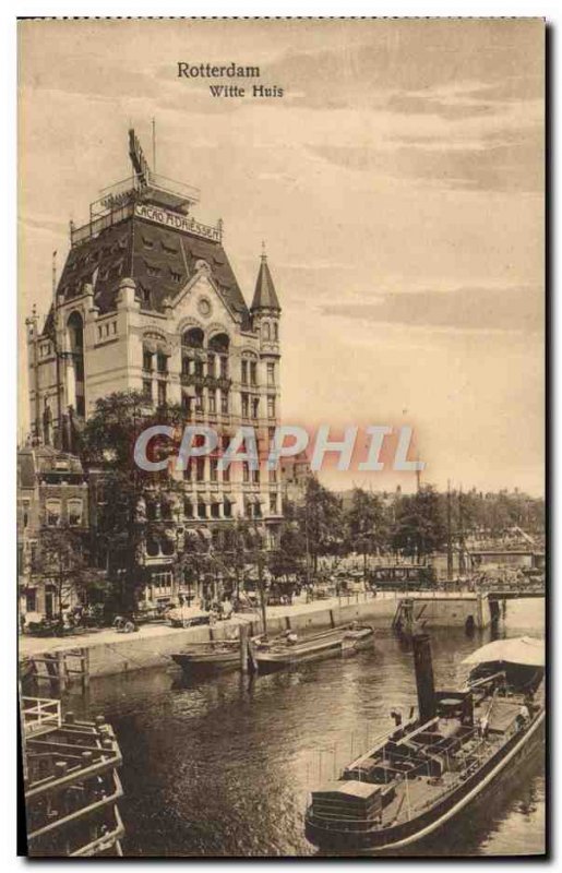 Old Postcard Rotterdam Witte Huis boat Peniche