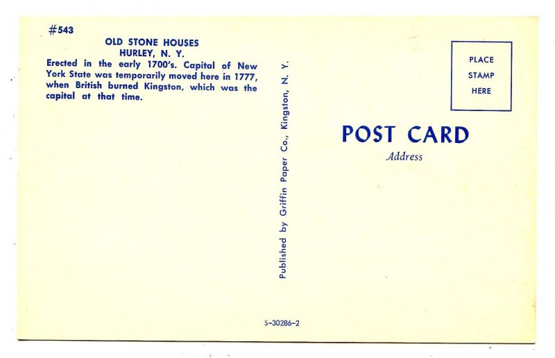 NY - Hurley. Old Stone Houses