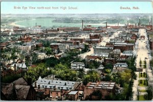 Aerial View Postcard North East view Omaha Nebraska Postmarked 1908