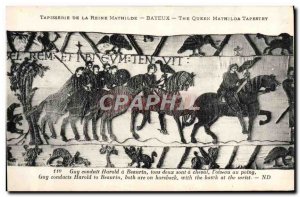 Old Postcard Mathilde Bayeux Tapestry of Queen Guy leads Harold Beaurin Vauto...