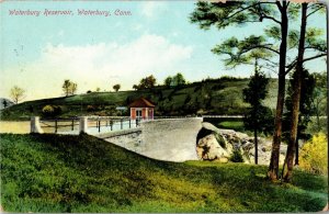 View of Waterbury Reservoir, Waterbury CT c1909 Vintage Postcard B03