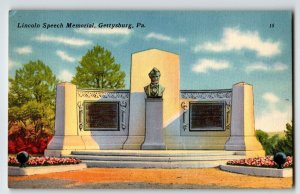 Abraham Lincoln Speech Memorial Gettysburg Pennsylvania Linen Postcard Unposted