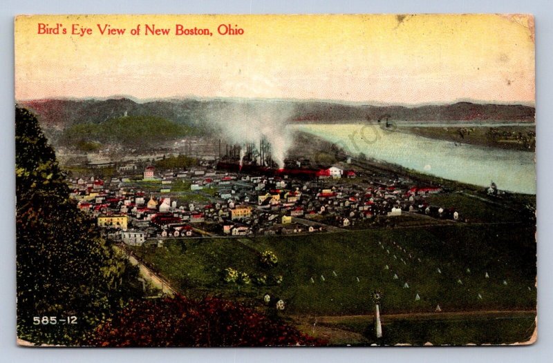 J98/ New Boston Ohio Postcard c1910 Portsmouth Birdseye View 510