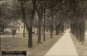 Litchfield MN Central Park c1910 Used Real Photo Postcard
