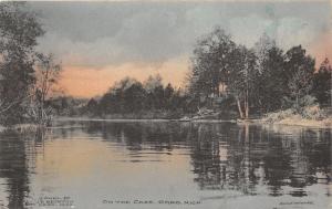 Caro Michigan~On the Cass River~Evening Scene~J H Beckton c1910 Hand-Colored Pc