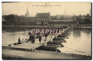 Postcard Old Bridge School Army 3rd Genie Parade