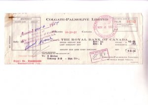 Colgate Palmolive Canada, Royal Bank Cheque 1957