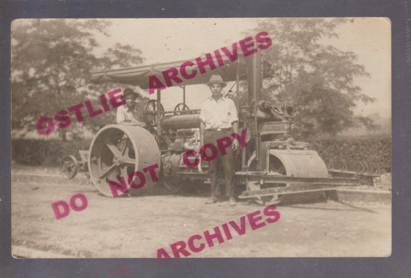 rppc c1915 STEAM ROLLER Tractor Engine ROAD CREW Construction OCCUPATION