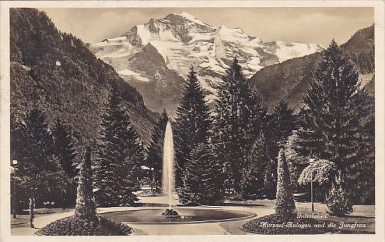 Switzerland Interlaken Kursaal Anlagen und die Jungfrau 1928 Photo