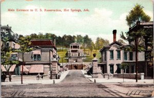 Postcard Main Entrance to U.S. Reservation in Hot Springs, Arkansas