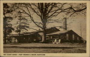 Fort George G Meade MD Boy Scout Lodge Postcard WWII Used 1943 Postcard