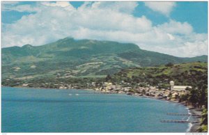 Aerial View, St.PierreMont Pelee in background, Martinique, French West Indie...