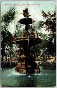 1909 Fountain Franklin Park Milwaukee Wisconsin WI Landmark Posted Postcard