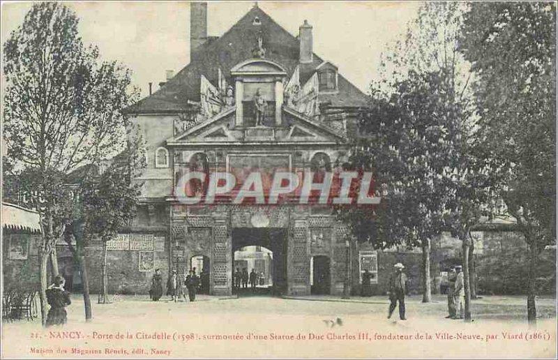 Old Postcard Nancy Gate of the Citadel (1398 topped by a statue of Duke Charl...