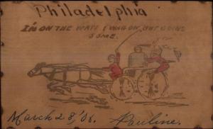Real Leather - Philadelphia Water Wagon Alcoholism Comic c1905 Postcard