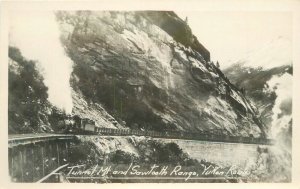 Postcard RPPC Alaska Sawtooth Range Yukon Tunnel Mountain railroad 23-10254