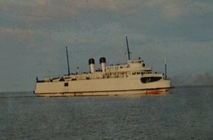 VTG Postcard 1951 SS City of Petoskey Michigan State auto ferry ship boat   611