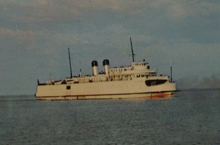 VTG Postcard 1951 SS City of Petoskey Michigan State auto ferry ship boat   611