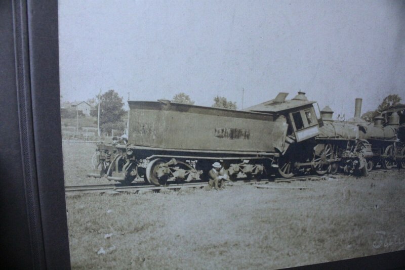 1905 July 4th Train Wreck Black & White Photo with Newspaper Clipping