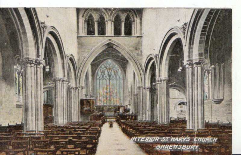 Shropshire Postcard - Interior St Mary's Church - Shrewsbury - Ref 3954A