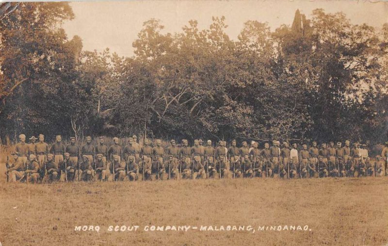 Mallabang Mindanao Philippines Moro Scout Company Real Photo Postcard AA55932 