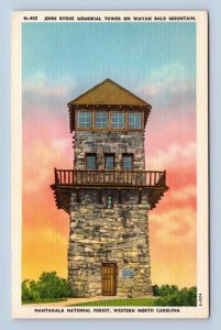 John Byrne Memorial Tower Western North Carolina NC UNP Linen Postcard O3