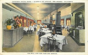 Postcard California San Jacinto Gilman's Hot Springs Cafeteria interior 23-10655