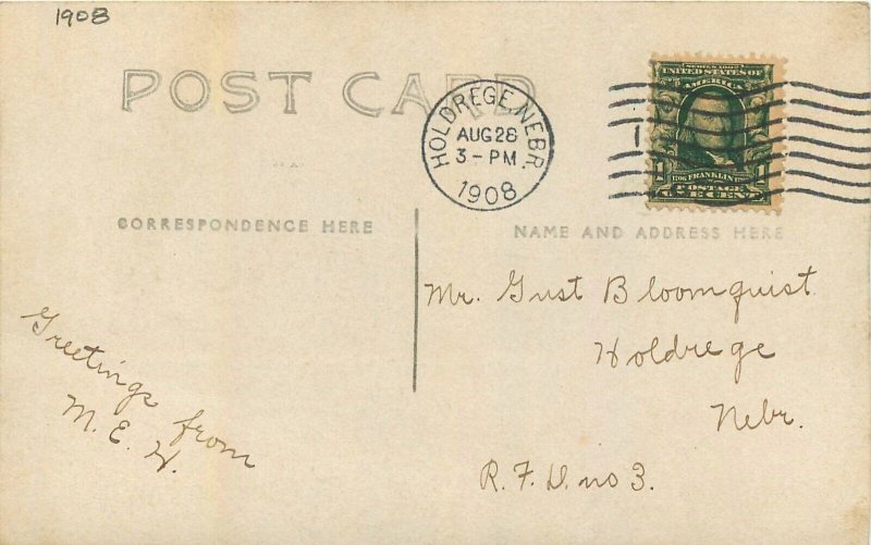 Postcard RPPC 1908 Nebraska Holdredge Public Library Carlson 23-12763